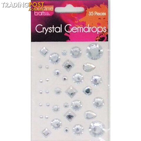 Crystal Gemdrop Shapes Self Adhesive 35 Pack - 9348291002251