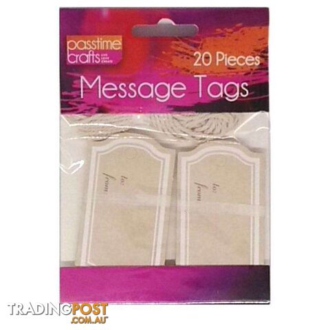 Message Tag Rectangular with Lines 20 Pack - 800343