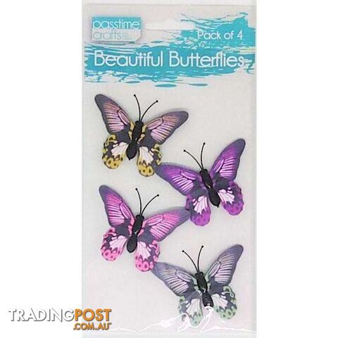 Butterflies 3 Asstorted Designs 4 Pack - 9348291013219