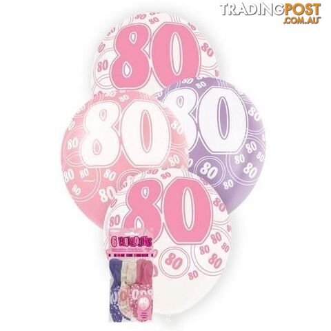 Glitz Pink 6 x 30cm (12) Latex Balloons - 80 - 011179809189
