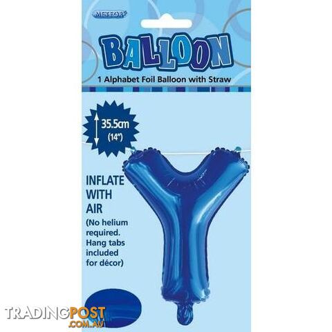 Royal Blue Y Alphabet Foil Balloon 35cm (14) - 9311965447344
