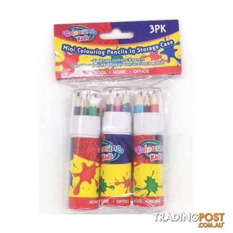Pack of 3 6PK Mini Colouring Pencils In Tube Series - 9332625033783