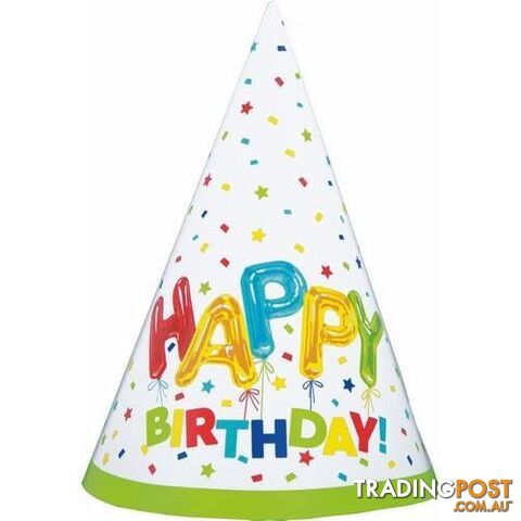 Happy Balloon 8 Party Hats - 011179731114