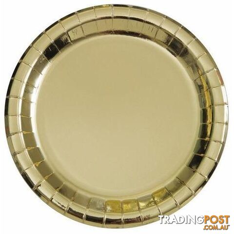 Gold Foil 8 x 18cm (7) Round Paper Plates - 011179322947