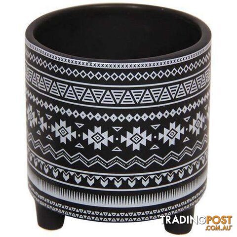 Aztec Design Pot 14.5cm Black - 800270
