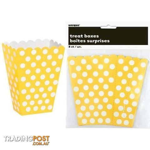 Dots Sunflower Yellow 8 Treat Boxes 14cm H x 10cm W x 6cm D (5.5 x 4 x 2.4) -...