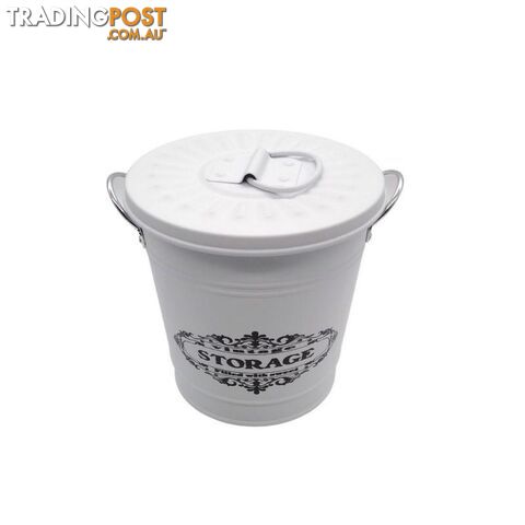 Round Bucket with Lid White 17x17cm High - 800620