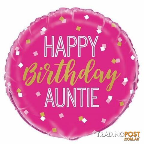 Pink Happy Birthday Auntie 45cm (18) Foil Balloon Packaged - 011179540396