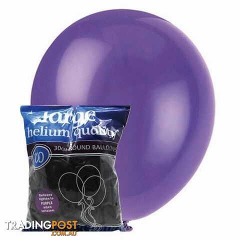 Purple - 100 x 30cm (12) Decorator Balloons - 9311965012467