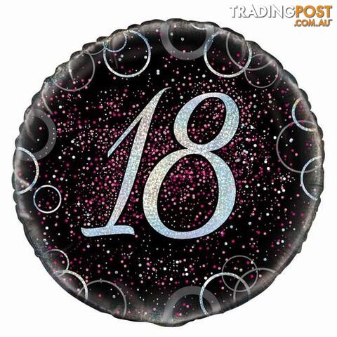 Glitz Pink 18th Birthday 45cm (18) Foil Balloon Packaged - 011179557936