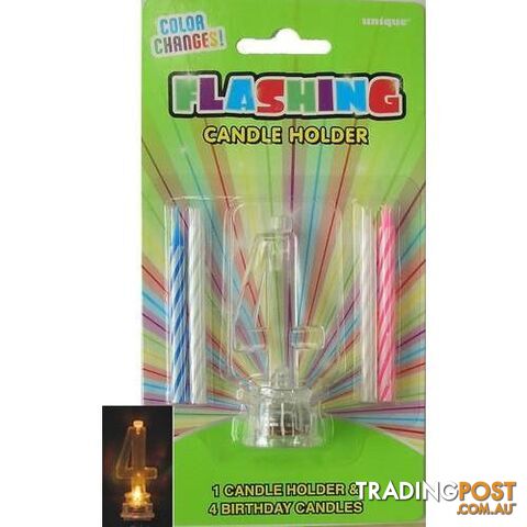 Flashing Birthday Candle In Holder - 4 - 011179375349