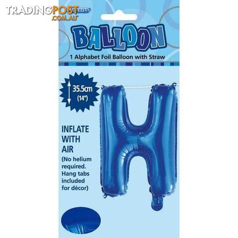Royal Blue H Alphabet Foil Balloon 35cm (14) - 9311965447177