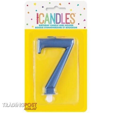 Numeral Candle 7 - Metallic Blue - 011179196173