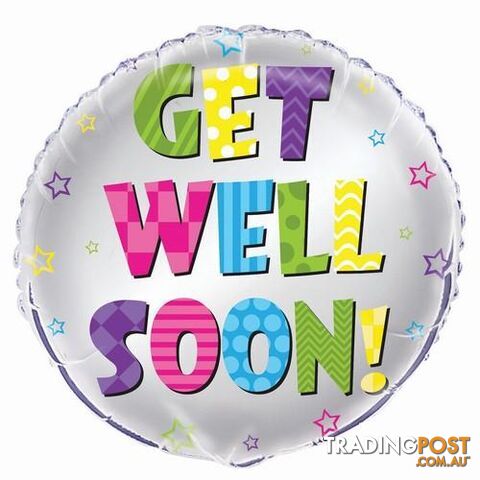 Bright Get Well Soon 45cm (18) Foil Balloon Packaged - 011179566556