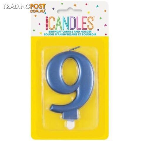 Numeral Candle 9 - Metallic Blue - 011179196197
