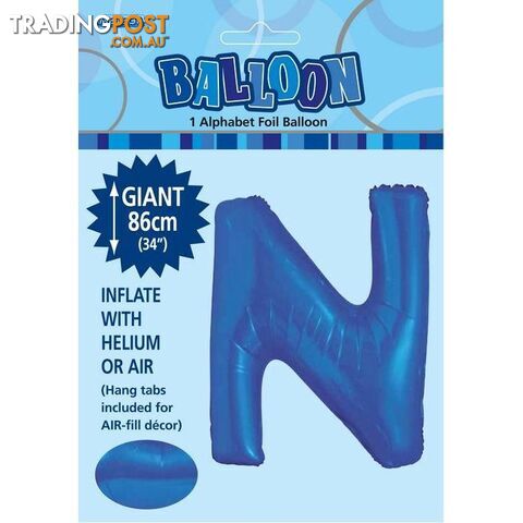 Royal Blue N Alphabet Foil Balloon 86cm (34) - 9311965483830