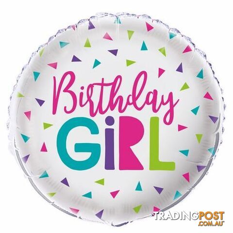 Confetti Birthday Girl 45cm (18) Foil Balloon Packaged - 011179540211