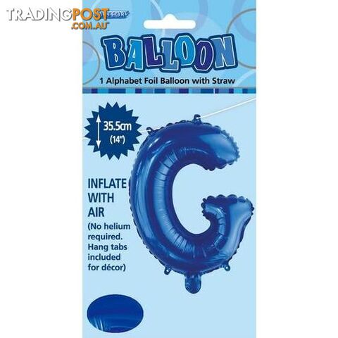 Royal Blue G Alphabet Foil Balloon 35cm (14) - 9311965447160