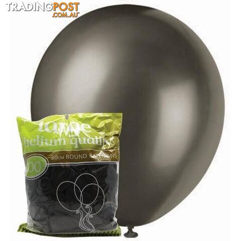 Black - 100 x 30cm (12) Metallic Balloons - 9311965012719