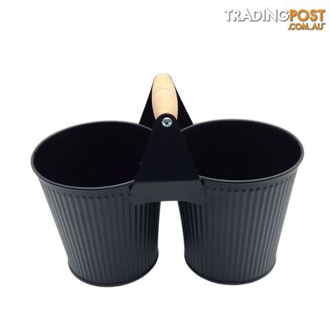 Double Bucket with Handle Black 25.5 W x13x14cm - 800587