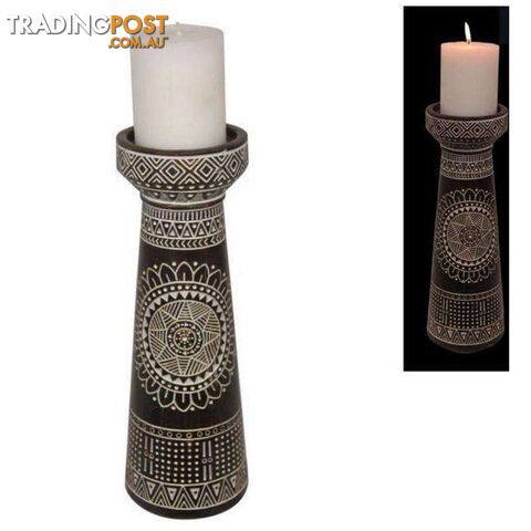 Boho Moroccan Tribal Pillar Candle Holder 30cm - 9319844623582