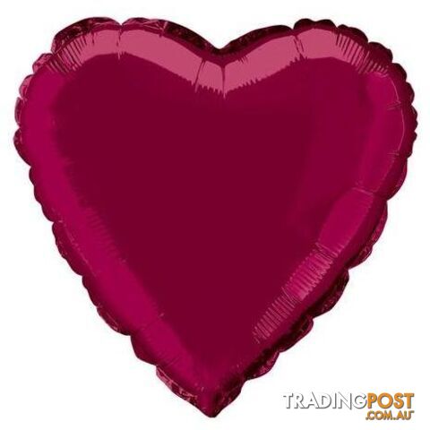 Burgundy Heart 45cm (18) Foil Balloon Packaged - 011179529629