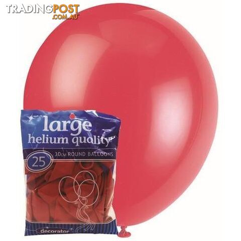 Strawberry Red - 25 x 30cm (12) Decorator Balloons - 9311965025320