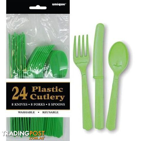 Lime Green 24 Assorted Cutlery - 011179313846