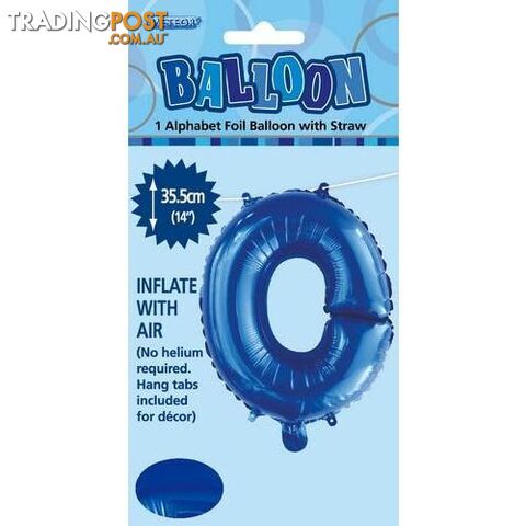 Royal Blue O Alphabet Foil Balloon 35cm (14) - 9311965447245