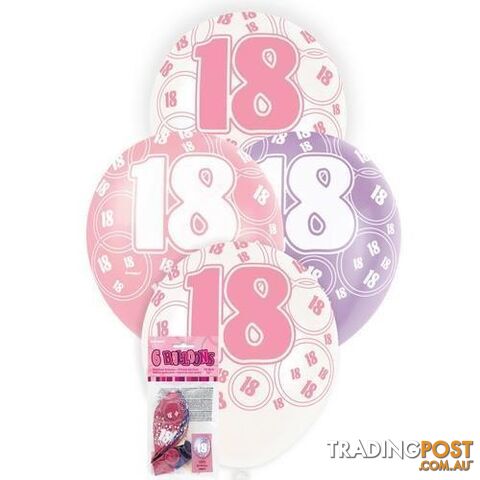 Glitz Pink 6 x 30cm (12) Latex Balloons - 18 - 011179808724
