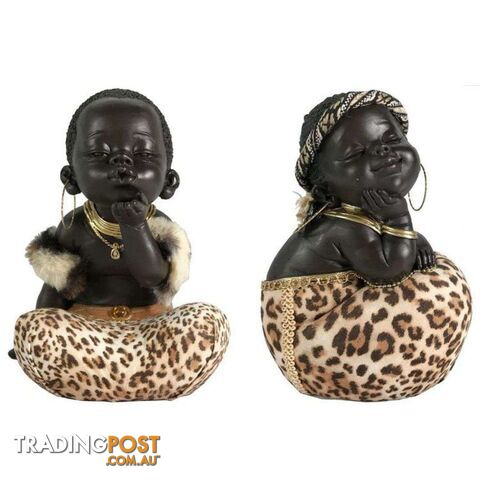 Africans With Animal Print Skirt 15cm Assorted Pose - 9319844608121