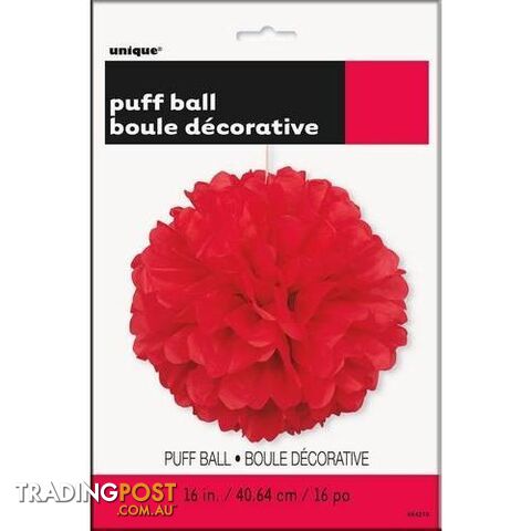 Puff Ball Decor Ruby Red 40cm (16) - 011179642755