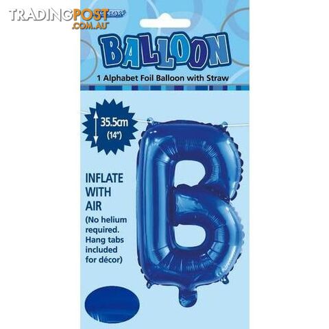 Royal Blue B Alphabet Foil Balloon 35cm (14) - 9311965447115