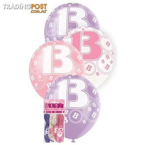 Glitz Pink 6 x 30cm (12) Latex Balloons - 13 - 011179809172