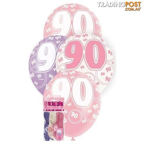 Glitz Pink 6 x 30cm (12) Latex Balloons - 90 - 011179809219
