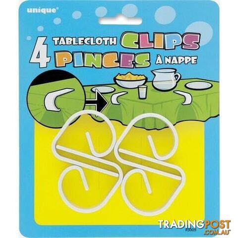 4 White Tablecover Clips - 011179050055