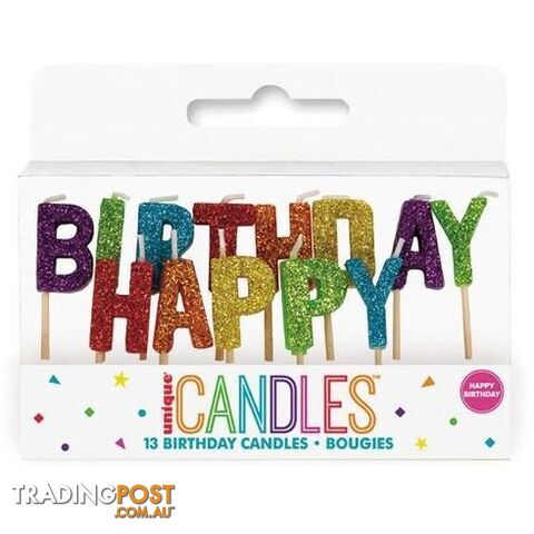 Rainbow Glitz Happy Birthday 13 Pick Candles - 011179199785