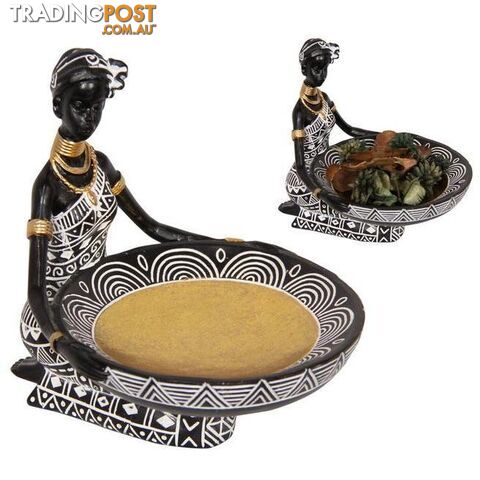 Sitting African Lady Holding Bowl 15cm - 9319844630559