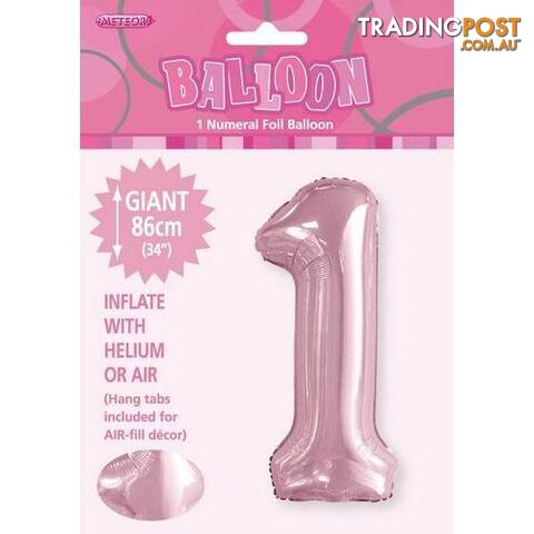 Lovely Pink 1 Numeral Foil Balloon 86cm (34) - 9311965506515