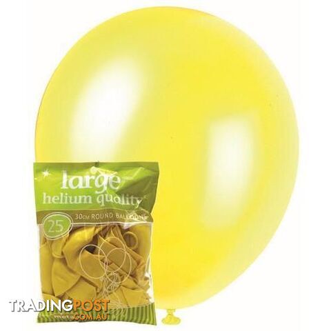 Yellow - 25 x 30cm (12) Metallic Balloons - 9311965025665