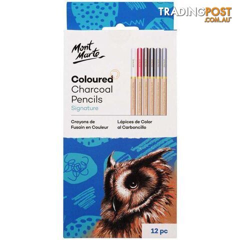 Signature Coloured Charcoal Pencils 12pce - 9328577012303