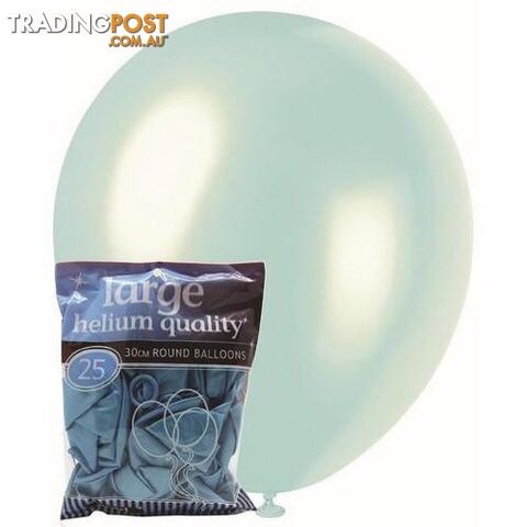 Blue - 25 x 30cm (12) Pearl Balloons - 9311965025870