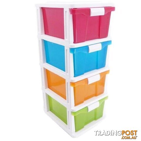 4 Drawer Compact Plastic Storage Multi Colour - 9328644013523