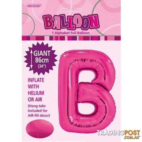 Hot Pink B Alphabet Foil Balloon 86cm (34) - 9311965431312