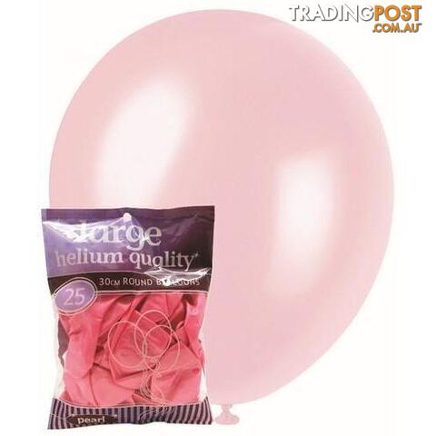 Pink - 25 x 30cm (12) Pearl Balloons - 9311965025825