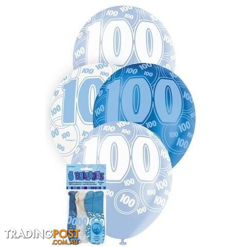 Glitz Blue 6 x 30cm (12) Latex Balloons - 100 - 011179809240