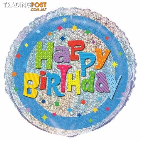 Wacky Birthday 45cm (18) Foil Prismatic Balloons Packaged - 011179555130