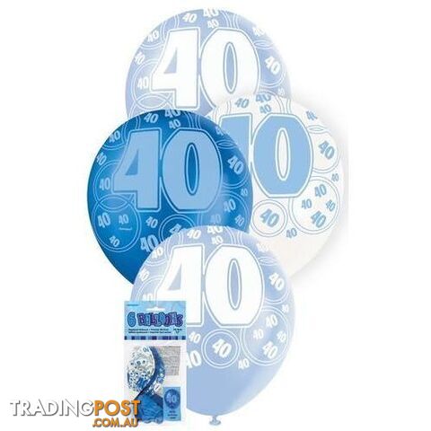 Glitz Blue 6 x 30cm (12) Latex Balloons - 40 - 011179808854