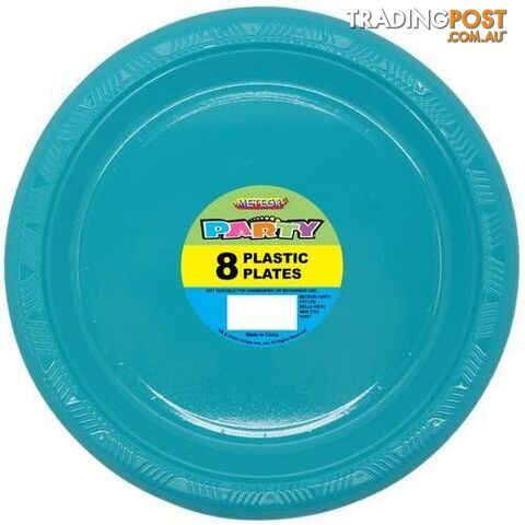 Caribbean Teal 8 x 23cm (9) Plastic Plates - 9311965327516