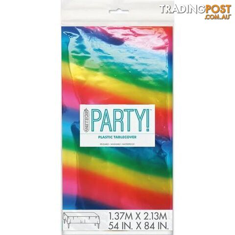 Metallic Rainbow Plastic Tablecover Rectangle 137cm x 213cm (54 x 84) -...